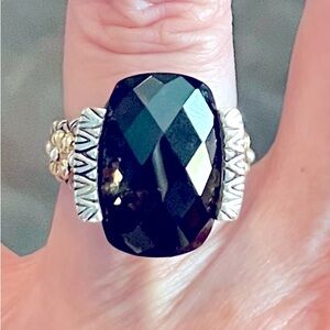 Barbara Bixby 18k, Sterling Silver, Smokey Quartz Cushion Cut Ring